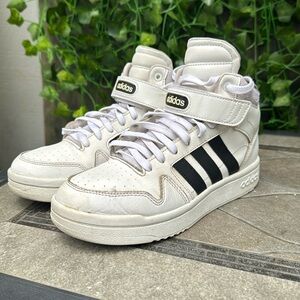 Like New ADIDAS High top strap white sneakers